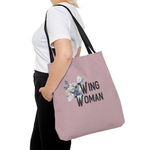 Wing Woman Floral Tote Pink | Aviation Female Pilot Bag | Aviation Bridesmaid Gift | Lady Pilot Enthusiast
