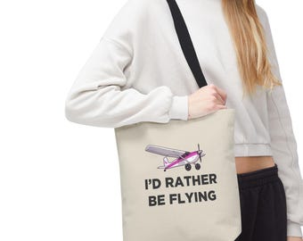 空を飛ぶことに夢中なトートバッグ | 航空ギフトバッグ | 飛行機トートバッグ | フライトギアバッグ | 旅行用バッグ | 女性パイロットへのギフト