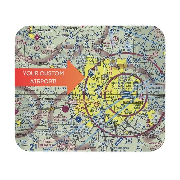 Custom Aviation Sectional Mouse Pad | Gift for Pilot | Airplane Mouse Pad Gift | Hangar Decor | Aviation Hangar and Office Decor
