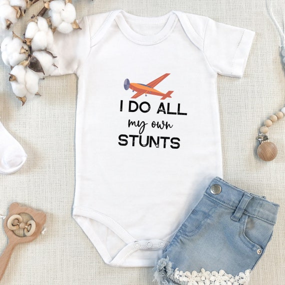 I Do All My Own Stunts Airplane Baby Bodysuit Aviation Baby Clothing  Flying Baby Pilot Gift Baby Shower Gift for Pilot