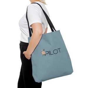 Floral Pilot Tote Bag | Gift for Female Pilot | Aviation Bag | Airplane Tote | Gift for Flight Instructor | First Solo Gift | Flight Bag