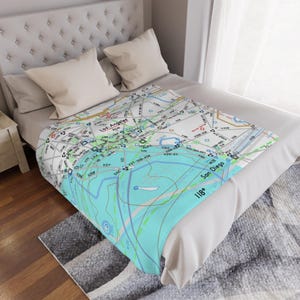 Santa Ana, CA (KSNA) IFR Sectional Blanket | Gift for Pilot | Aeronautical Chart Gift | Aviation Throw Blanket | Hangar Housewarming Gift