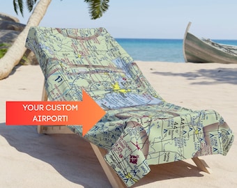 Custom Sectional Chart Beach Towel | VFR Chart | Gift for Pilot | Aviation Beach Towel | Airplane Sectional Gift | Pilot Map