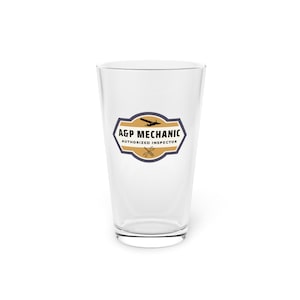 A&P Mechanic Pint Glass, 16oz | Aviation Drinkware | Airplane Barware | Airplane Mechanic Gift | Aviation Kitchen Gift | Pilot Bar
