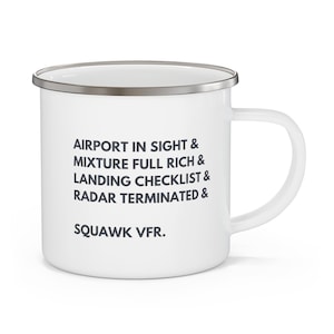 Squawk VFR Emaille Camping Becher | Geschenk für Pilot | Luftfahrt Kaffeebecher | Flugzeug Tasse | Hangar Dekor | Flugzeug Büro | Flugschule Dekor
