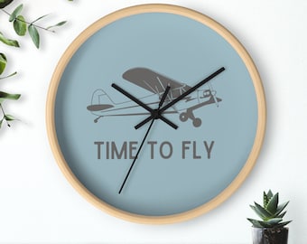 Time to Fly Wall Clock | Hangar Decor | Airplane Clock | Pilot Clock Gift | Aviation Wall Clock | Flight School Decor | Airplane Theme