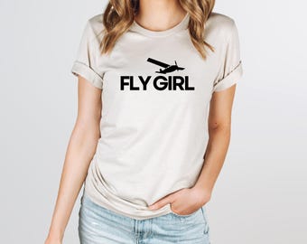 Fly Girl Airplane Shirt | Aviation Tee | Airplane Apparel | Gift for Female Pilot | Flying Enthusiast | Trendy Women Aviation Clothing