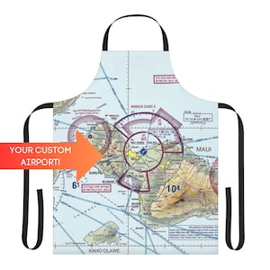 Tablier sectionnel personnalisé | Carte personnalisée des cartes VFR pour l'aviation | Cadeau pour pilote | Cuisine d'avion | de carte d'aviation | Cadeau volant