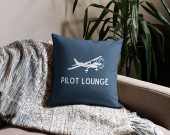 Pilot Lounge Decor Premium Pillow | Hangar | Airplane Throw Pillows | Airplane | Flying | Pilot | Aviation Premium Pillow