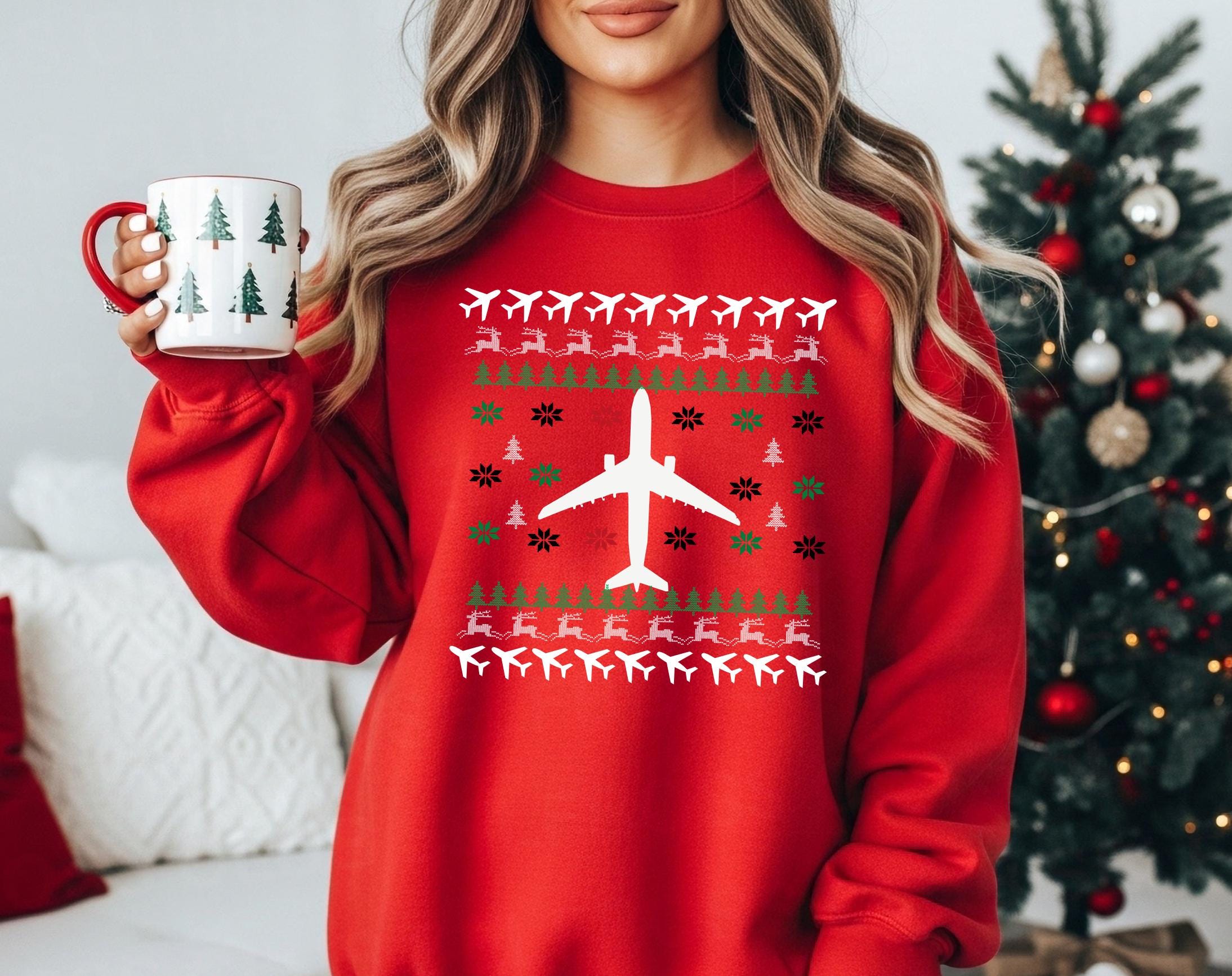 Maglione Natalizio Donna Con Fiocchi Di Neve – Maglia Invernale A Manica Lunga, Rosso - 5