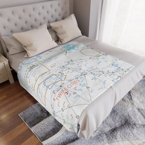 Grand Forks, ND (KGFK) IFR Sectional Blanket | Gift for Pilot | Aeronautical Chart Gift | Aviation Blanket | Hangar Decor | Pilot Lounge