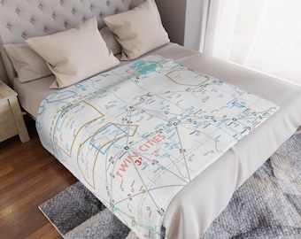 Grand Forks, ND (KGFK) IFR Schnittdecke | Geschenk für Pilot | Flugkarte Geschenk | Flieger Decke | Hangar Dekor | Pilot Lounge
