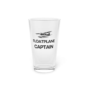 Floatplane Captain Pint Glass | Aviation Barware and Kitchen | Seaplane Pint Glass | Amphib Airplane Hangar Decor | Airplane Enthusiast Gift