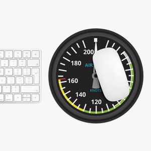 Airplane Airspeed Indicator Mouse Pad | Pilot's 6 Pack Instruments Desk Decor | Gift for Pilot | Aviation Flight School Decor