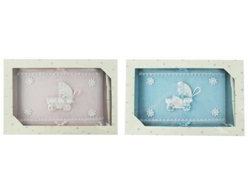 Premium Cloth Baby Shower Carriage Guest book w Pen Free Shipping!