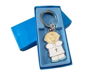 Solid Metal Key chain Favors - Angels Design #1376 (With Gift Box) (12) - First Communion - Baptism favors - Free Shipping!