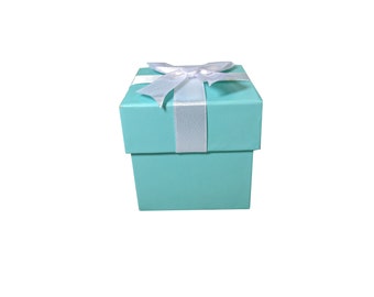 2.5"Jewelry Gift Favor Boxes (12) - Robbins Egg Blue with Ribbon/White Favor Box- Free Shipping!