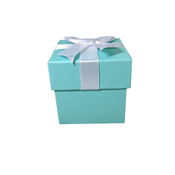 2.5"Jewelry Gift Favor Boxes (12) - Robbins Egg Blue with Ribbon/White Favor Box- Free Shipping!