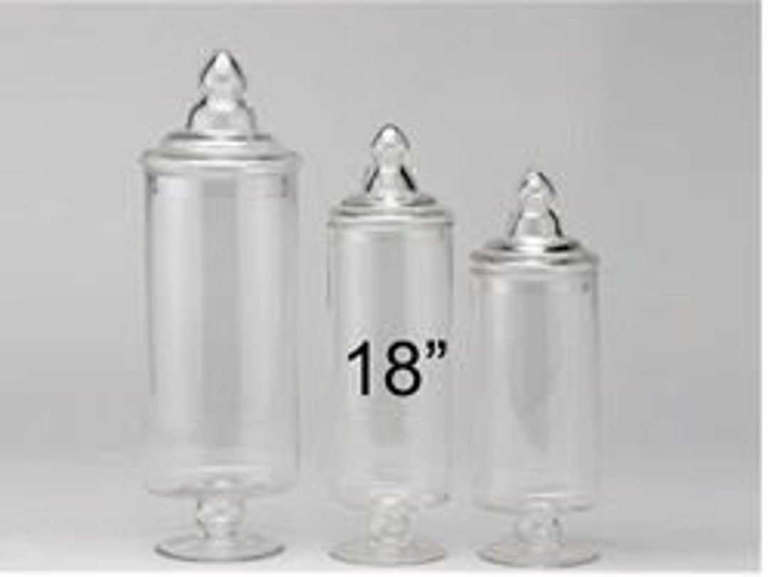 3 pcs 9 10 11 tall Clear Glass Apothecary Jars Lids Wedding Supplies