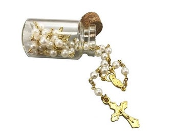 2" Holy Water Bottle Favor Rosaries  (12) - Ready Made Favors - Free Shipping!