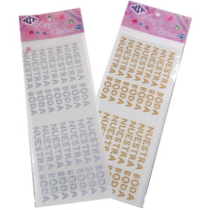 Acrylic &quot;BLING&quot; Stickers .50&quot;  - &#39;Nuestra Boda&#39; (28  pcs) - Wedding Favor stickers - Free Shipping!