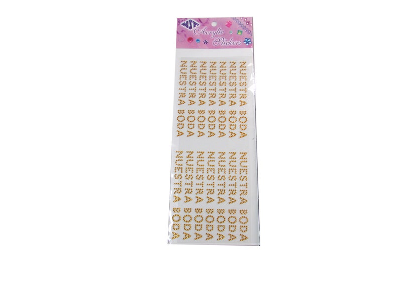 28 pcs Free Shipping! Acrylic BLING Stickers .50 /'Nuestra Boda/' - Wedding Favor stickers