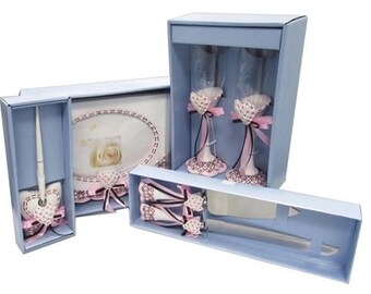 Accessory Wedding/XV Anos Set - Guestbook, Knife set, Pen set and Cup set (4 pc) - Free shipping!