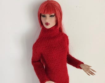 11.5 inch minimalist vine dress - doll clothes for Integrity Toys - handknitted for dolls - Fashion Royalty outfit