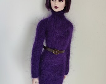 NU Face Hand-knitted Dark Purple Dress Handmade Integrity Toys doll clothes Fashion Royalty clothing