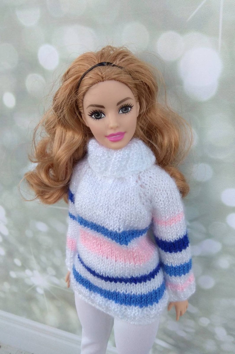 Curvy Barbie doll clothes. Hand-knitted oversized white | Etsy