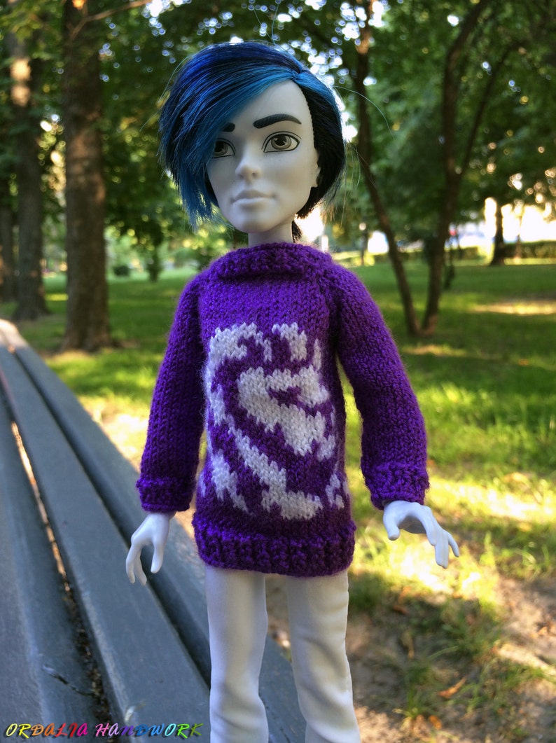 Monster High Boy Doll Clothes. Handknitted Purple Sweater Etsy