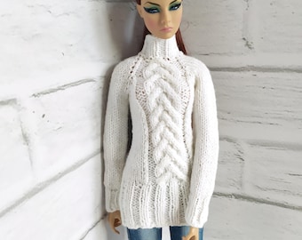 Handknitted Sweater for Fashion Royalty Dolls Christmas jumper  Integrity Toys NuFace Doll Clothes