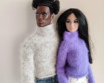 Fashion Royalty dolls matching sweaters Doll clothes Knit male & femaly doll pullowers Handmade clothing Integrity Toys
