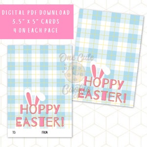 Hoppy Easter! 3.5&quot;x5&quot; Easter Printable Cards - Instant Digital Download - 4 per page