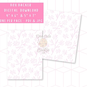 Pink Flowers 4&quot;x6&quot; & 5&quot;x7&quot; Box Backer Printable Cards - Instant Digital Download