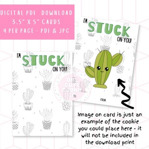 Eu estou preso em você! Cartão de biscoitos do Dia dos Namorados de 3,5"x5" - download digital instantâneo para impressão - 4 por página