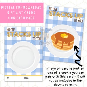¡Nadie te supera! Tarjeta de galleta imprimible del día de San Valentín de 3,5&quot;x5&quot; - Panqueques - Descarga digital instantánea - 4 por página