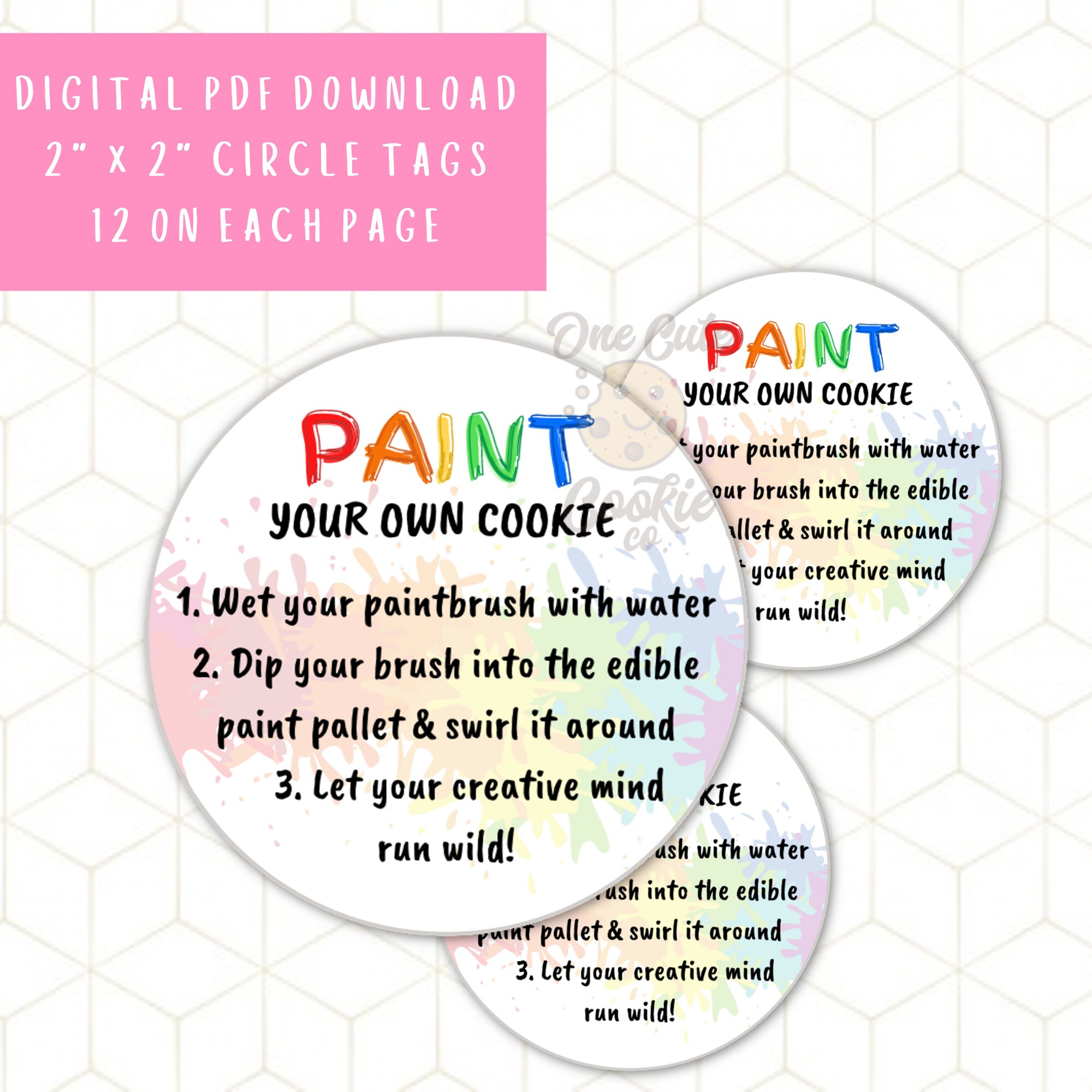 Paint Your Own Cookie 2 PYO Cookie Instruction Circle Etsy Australia