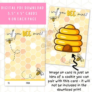 Wil je de mijne zijn? 3,5"x5" Valentijnsdag afdrukbare Cookie Card - Instant Digitale Download - 4 per pagina