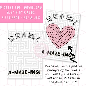 Sie sind alle Arten von erstaunlich! 3,5 "x 5" Valentinstag Cookie Karte - druckbare Sofortiger digitaler Download - 4 pro Seite