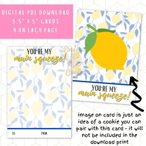 Você é meu principal aperto! Cartão de biscoitos imprimível para o Dia dos Namorados de 3,5" x 5" - Download digital instantâneo - 4 por página
