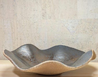 Modern Wavy Ceramic Centerpiece Bowl | Handmade Sculptural Pottery Decor | Organic Contemporary Catchall