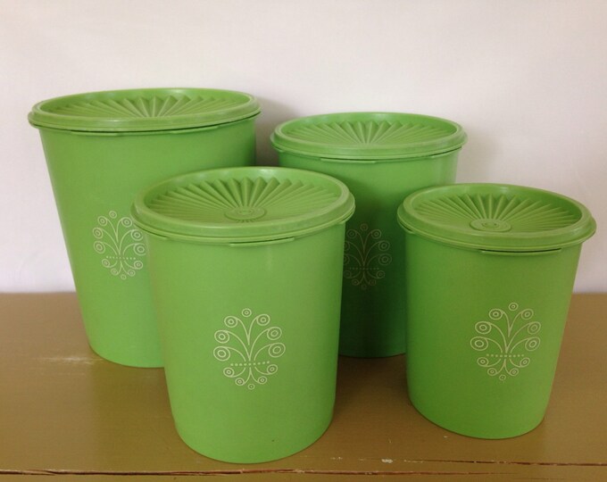 Green Tupperware Canister Set Apple Green Tupperware Green Etsy