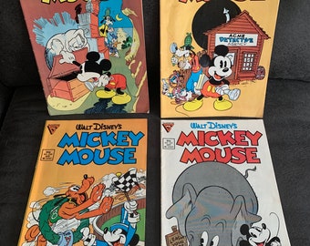 Lot of 4 Vintage Walt Disney Mickey Mouse comic books