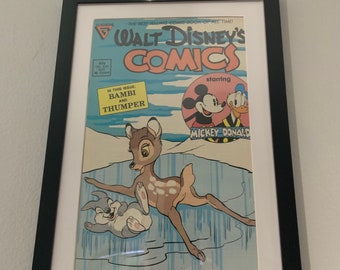 Bambi , Thumper ,  Mickey Mouse &  Donald Duck  Framed Comic Book Art