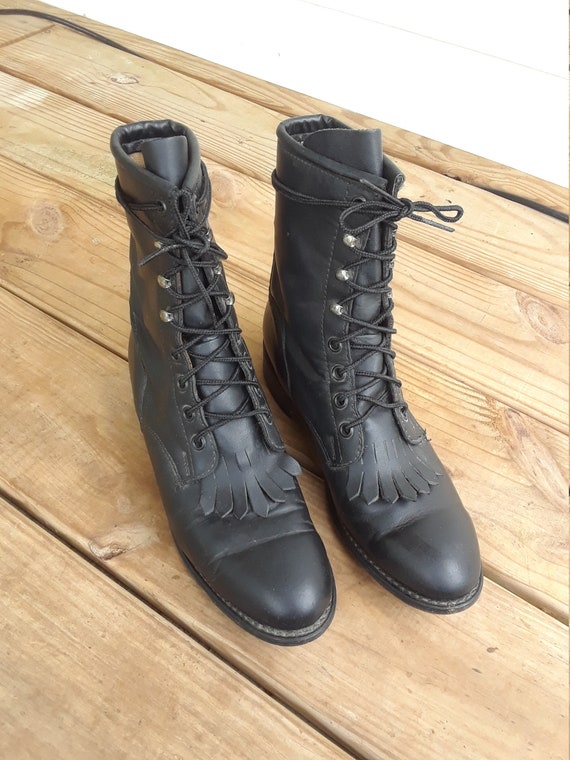 Vintage 1960s Military Boots Size 7 Black leather
