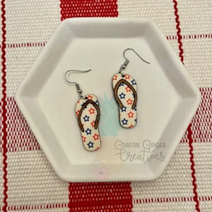 Patriotic 4th of July Star Flip Flop Earrings