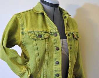 levi's the trucker neon green denim jacket