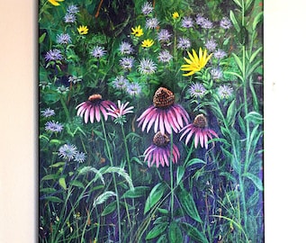 Wild Prairie Midwest landschap acryl SCHILDERIJ - Gallery gewikkeld 24 x 30" canvas - "Prairie Walk"