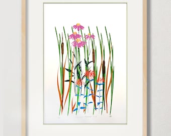 Wild Flowers-zeefdruk - 12 x 17" Limited Edition-serie - 'Midwest Prairie' v.3